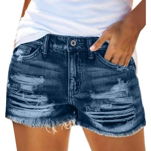 2021 Womens Shorts Pocket Jeans Denim Pants Female Tassel Hole Bottom Sexy Casual Shorts Jeans