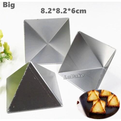 3pcs/lot) Big 8.2*8.2*6cm aluminium pyramid egg tart mold tiramisu moulds chocolate cake molds not including frame holder