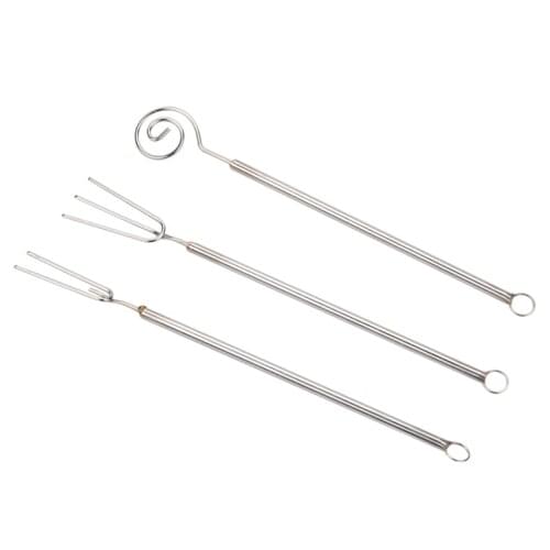 3Pcs Cake Dipping Set Chocolate Dipping Fork Stainless Steel Cake Tool Pen Hot Pot Dessert Cheese Fruit Fork Cake Decoration