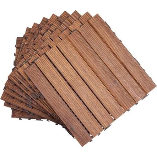 30x30 CM Anticorrosive Balcony Garden Villa Wood Floor Carbonized Solid Wood Room Courtyard Outdoor Decoration Floor Shabby Chic