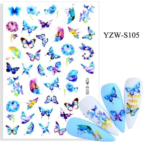 Blue Butterfly Ink Insect adhesive 3d nail sticker foil nails art decoration cute designs nail decals manicure supplies tool