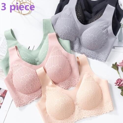 3Pcs Seamless Bras For Women Sports Female Breathable Bralette Summer Brassire Underwear Women Latex BH Push Up With Pad Top Bra