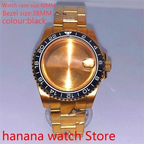 Bliger Suitable for NH35 36 Mingzhu2813 Miyata automatic winding 40mm sealed back gold box series, with rotating bezel black