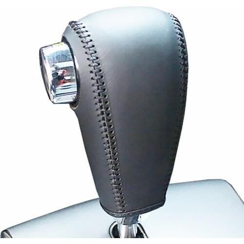 Black Leather Hand-stitched Car Gear Shift Knob Covers for Kia Sorento 2007 Automatic Gear Shift Knob Case