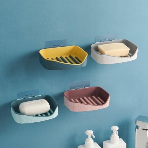 Double-layer soap box Storage Shelves wall hanging soap holder home creative free punching bathroom rack drain