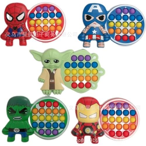 Marvel Anime Figure Fidget Toys Silica Gel Antistress поп ит Avengers Baby Yoda Fingertip Bubble Press Relieve Stress Model Toys
