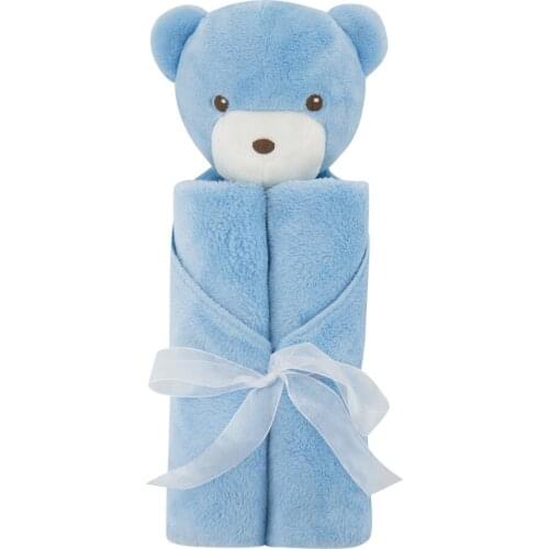 Honeyzone Muselina Bébé Algodon Mantas Para Baby Swaddle Blanket Infant Blue Bear Cute Lovely Noworodek Doudou Bebe Naissance