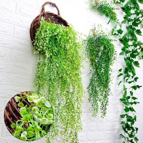1 string Artificial Plant Vines Wall Hanging Simulation Rattan Leaves Branches Green Plant Ivy Leaf Home Wedding Decoration