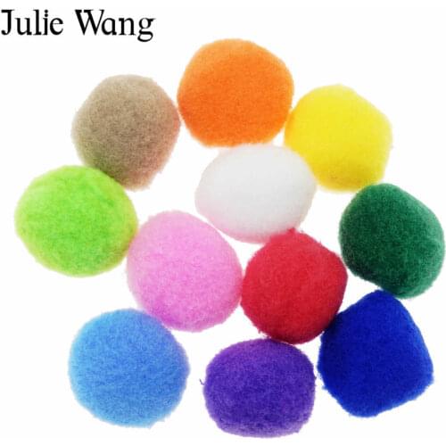 Julie Wang 100PCS 10/15/20/25/30mm Fluffy Soft Pom Poms Pompoms Ball Mixed Colors Diffuser Jewelry Making Toys Decor Pompones