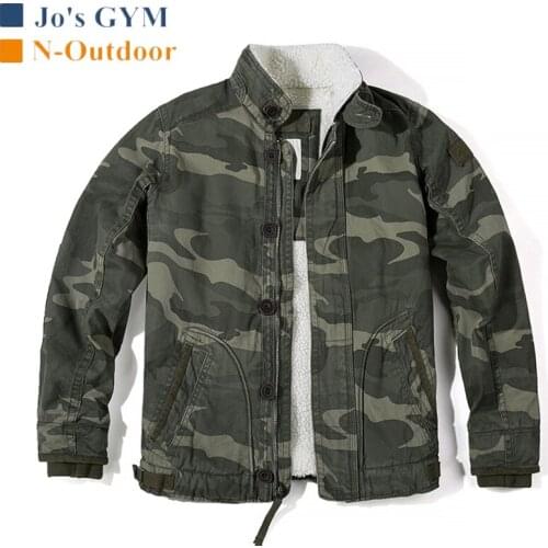 Camouflage Mens Jacket Thicken Warm Velvet Standing Collar Cotton Jackets Casual Comfortable Wild Autumn Winter Outdoor Coats