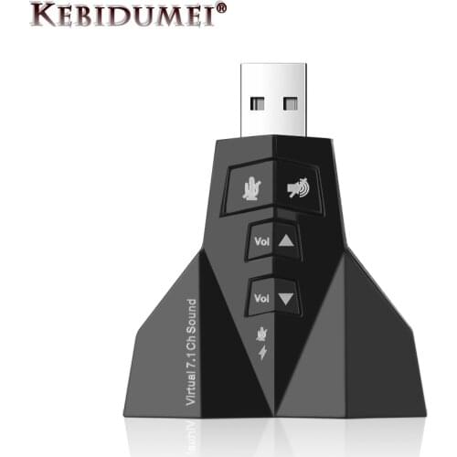 Kebidumei 1pcs 7.1 Channel External USB Sound Card USB 2.0 3D Audio Sound Cards Adapter Microphone Speaker For Laptop PC For Mac