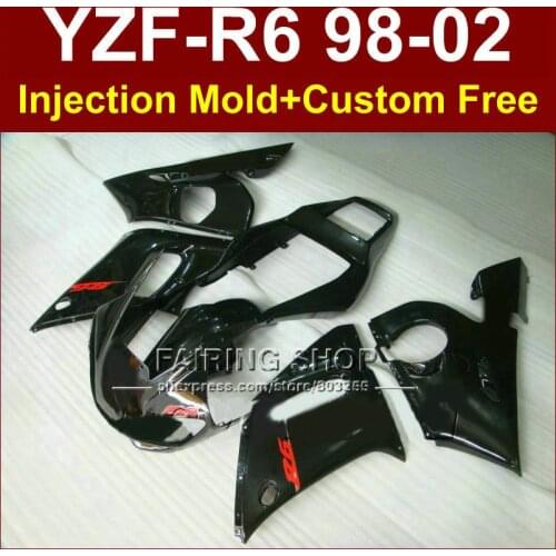 I7EFT Black good fairing set for YAMAHA YZF R6 98-02 YZF R6 fairing kit 1998 1999 2000 2001 2002 fairings parts F6F