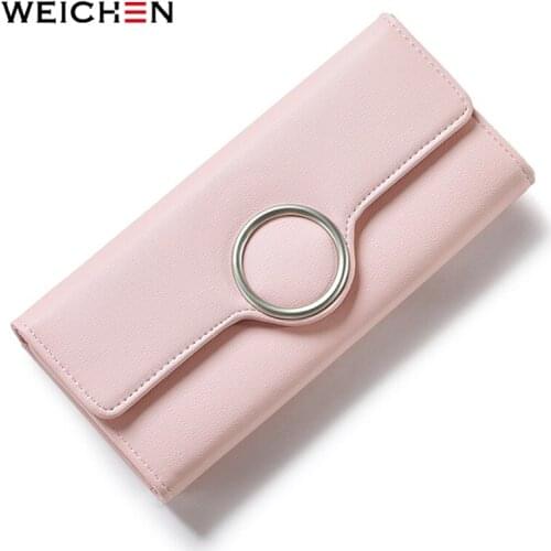 WEICHEN Fashion Geometric Element Hasp Long Day Clutch Wallets Soft PU Leather Female Purse Ladies Card Coin Phone Pocket Purses