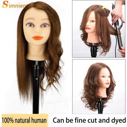 20 inch 100% Natural Hair Mannequin For Hairstyles For Hairdressers Hairdressing Hair Products Maniqui Hairdresser Training Head