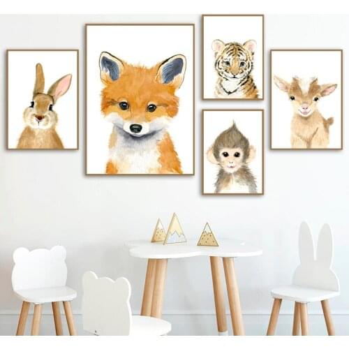 Elephant Zebra Fox Rabbit Bear Owl Giraffe Wall Art Canvas Painting Nordic Posters And Prints Wall Pictures Baby Kids Room Decor