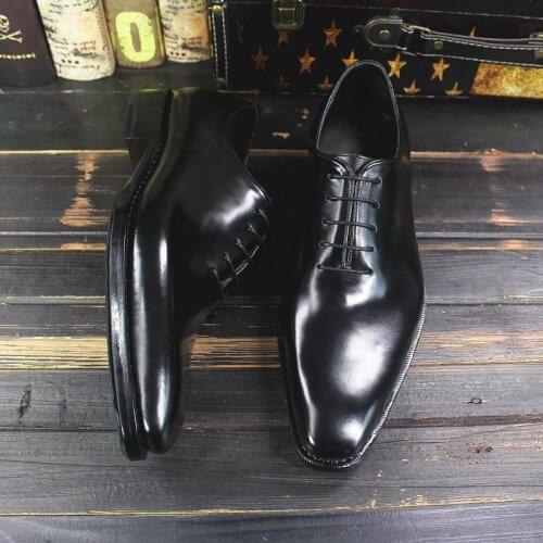 Sipriks Luxury Mens Italian Handmade Goodyear Welted Dress Shoes Imported Calf Leather Whole Cut Plain Oxfords Square Footwear