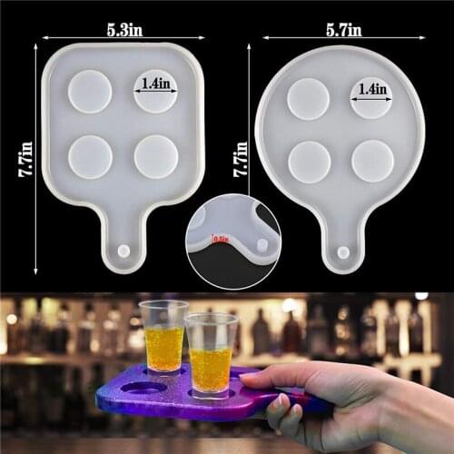 Shots Glass Serving Tray Silicone Mold 4 and 5 Hole Wine Glass Holder Beers Serving Board for Party Home DIY Craft Decor B1