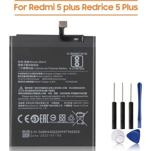 Xiao Mi Original Replacement Battery BN44 For Xiaomi Mi Redmi 5 plus 5.99" Redrice 5 Plus Authentic Phone Battery 4000mAh