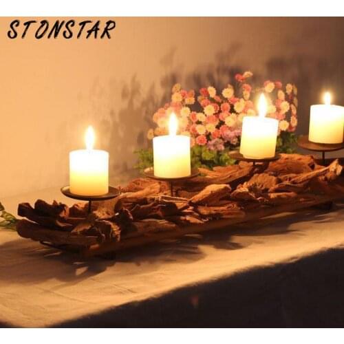 Antique Candle Holder Wood Home Decor Candle Holder Weddings Candlestick Holder Creative Vintage Wood Candle 1657266