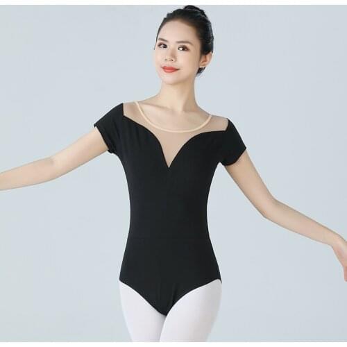 Short Sleeve Ballet Leotards For Women Aerialist Dance Practice Costume Adulto Cotton Dance Gymnastics Training Daily Wear