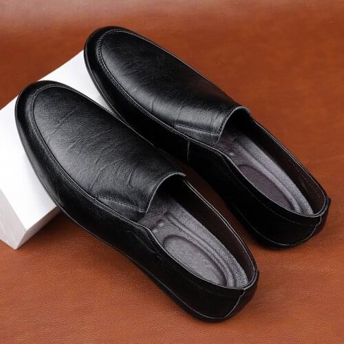 Genuine Leather Casual Mens Loafers Fashion Men Casual Shoes Fashion Driving Shoes Breathable Slip on Moccasins Formal Dress