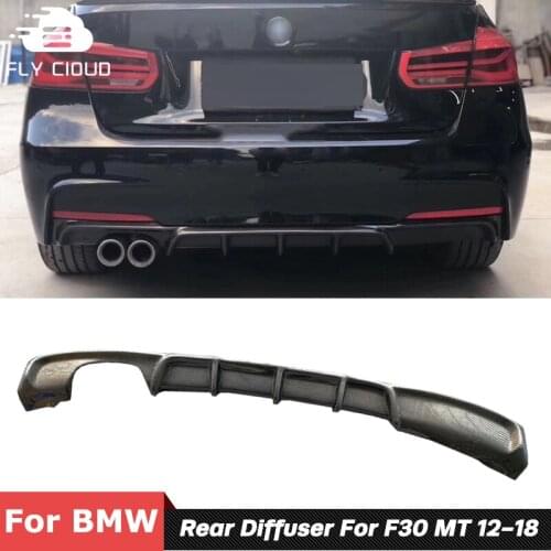 Carbon Fiber Material 2 Pipes Out Rear Shovel Bumper Lip Diffuser For BMW 3 Series F30 F35 320 318 330 328i MT Bumper 2012-2018