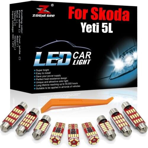 Brightest White Canbus LED Interior Kit 19pcs for Skoda for Yeti 5L SUV (2009+) Vehicle Auto License Plate Map Lamp Trunk Light