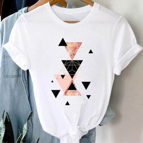 Tshirts For Women 2021 Geometry Graphic t shirt Tops Female Short Sleeve Summer T-shirt O-neck Casual Female Tee Shirt