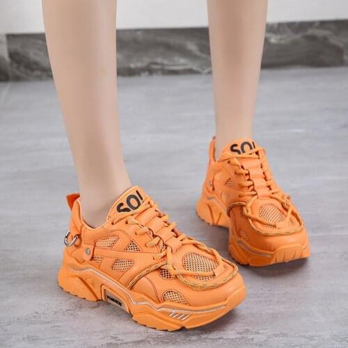 Women Running Shoes INS Ulzza Harajuku Sneakers women Trendy Chunk Platform Breathable Sports Shoes Flat Ladies Trainers