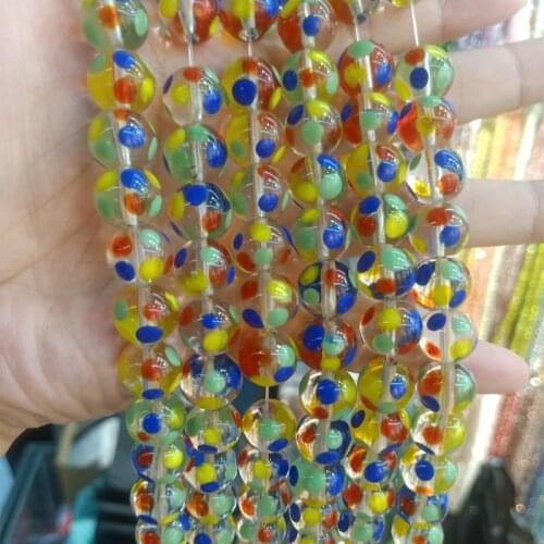 10pcs Colorful Round Dot Handmade Lampwork Beads 12mm DIY Fashion Loose Lampwork Glaze Bead For Jewelry Making Bracelet Necklace