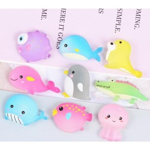 20pcs/lot Ocean Marine fish Series Flatback Planar Resin Color DIY Crafts Supplies Art Hair Accessories Artesanato Material