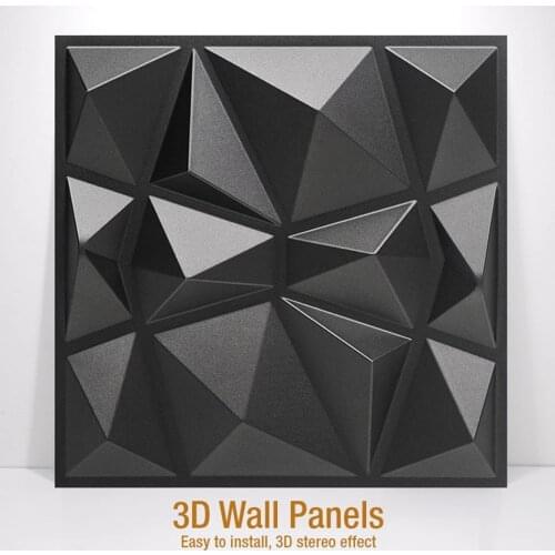 4PCS PVC 3D Wall Panel Decorative Wall Ceiling Tiles Cladding Wallpaper Waterproof Geometric Adhesive Stickers Home Decor Black