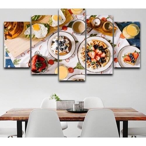 5 Pieces Delicious Food Pictures Wall Art Home Decor For Living Room Kitchen Modular Canvas Painting Printed Poster Unframed