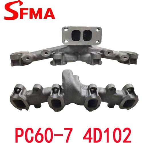 Free shipping for excavator accessories Komatsu PC60-7 4D102 exhaust branch engine cast steel digger parts