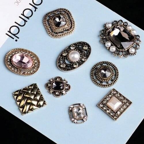 5 Pcs Rhinestone Pearl Flower Plate Diamond Button Jewelry Scarf For Hair Accessories Sewing Decorative Clothing Coat Buttons
