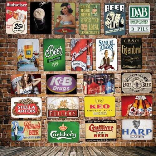 [ DecorMan ] Enjoy Beer bar Tin Signs Custom wholesale Mural Metal Paintings PUB Decor HY-1729