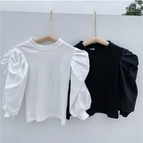 80-130 Cm Spring Autumn Girls Fashion Puffy Sleeve T-shirt Baby Kids Children Top