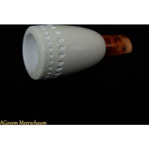 Handcarved AGovem Meerschaum Cigar Holder Handmade Mouthpiece Tip Humidor Tobacco Case Vintage Box AGM-23