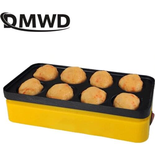 DMWD Non-stick Mini Takoyaki Machine Household Electric Takoyaki Maker Octopus Balls Grill Pan Professional Cooking Tools 8 hole