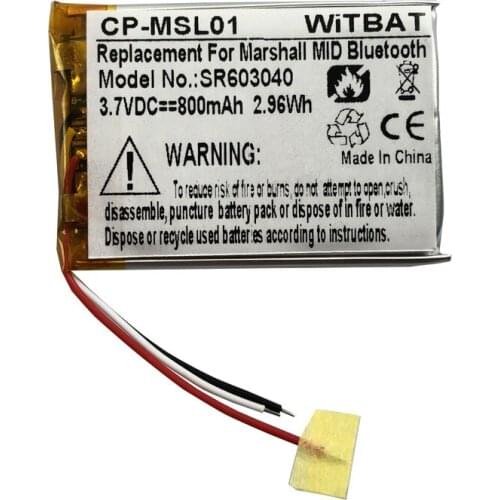 3.7V 800mAh Li-ion Battery Suitable for Marshall Major II Major III Bluetooth headset battery VDL603040 Rechargeable Replacement