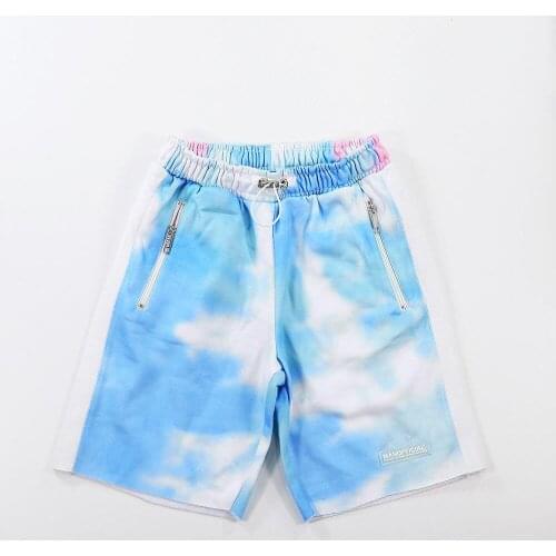 Man Washed Combed Cotton Casual Shorts Zippered Pocket