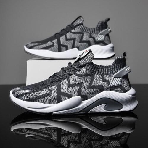 2021 mens casual shoes sneakers summer fly woven mesh light breathable lace-up comfortable sports fashion large size shoes