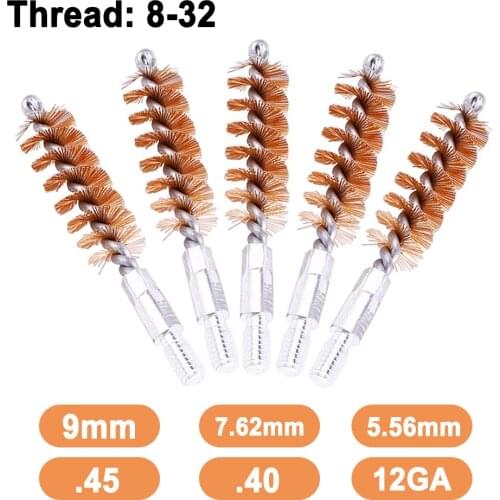 5Pcs/Set Gun Cleaning Brush Head Kit for 9mm .30 7.62mm .22 5.56mm .40 .45 12GA 40GA Phosphor Bronze Rifle Pistol Bore Cleaning