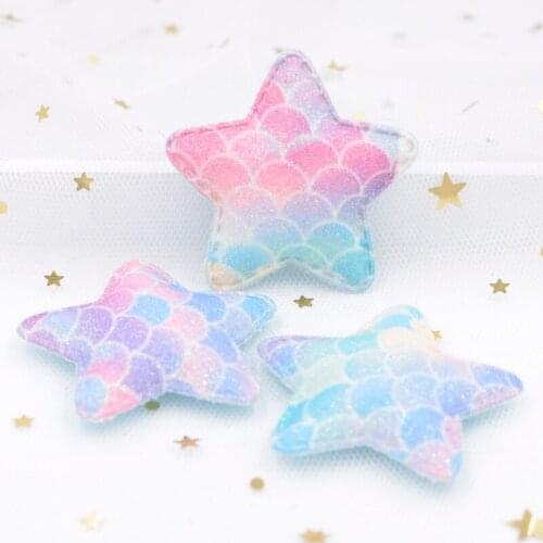 8Pcs 48mm Cute Mermaid Scale Rainbow Pads Patches Glitter Star Applique for Clothing Sewing Supplies DIY Hairpin Accessories S23