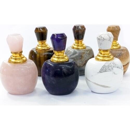 DesK top perfume bottles Large Natural Gems Healing Crystal Quartz howlite Perfume Bottle Chakra Healing Crystal Gems stone