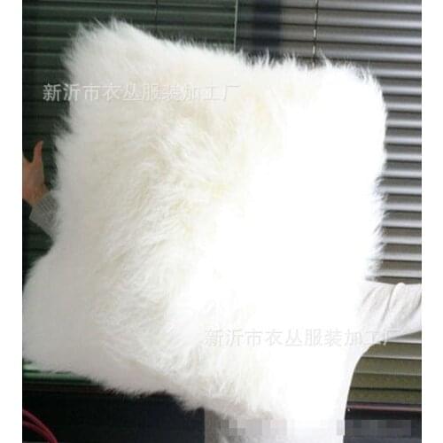 Faux fur pillowcase cushion cover long hair pure white