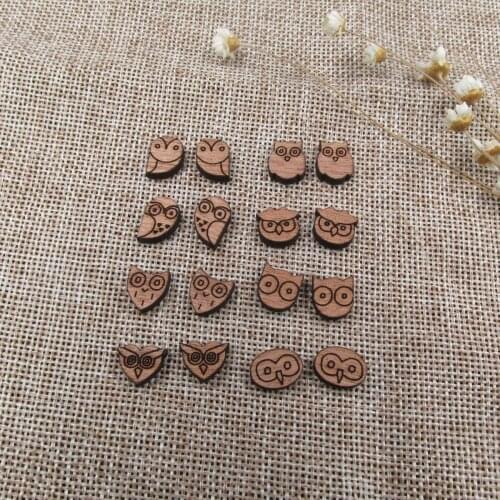Laser Engraved Unfinished Wood Owl Bird Cabochon Charms Perfect For DIY Craft Earring Stud Jewerly Accessory
