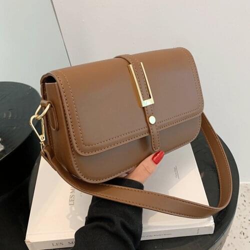 Solid Color High Quality Woman Leather Shoulder Bags Designer Simple Flap Crossbody Bags for Girls Vintage Female Handbags Sac