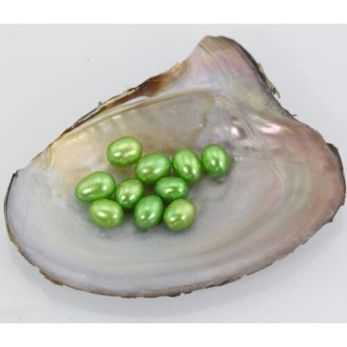 Wholesale Natural Freshwater 7-8MM Rice Shape Pearl Beads For Jewelry Making DIY Colorful Pretty Pearls Dark Green LO025