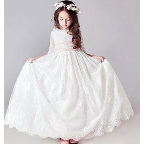 Girl First Communion Dresses for Teen Girls Elegant Pageant White Frocks Kids Wedding Bridesmaid Prom Dress Children Flower Robe
